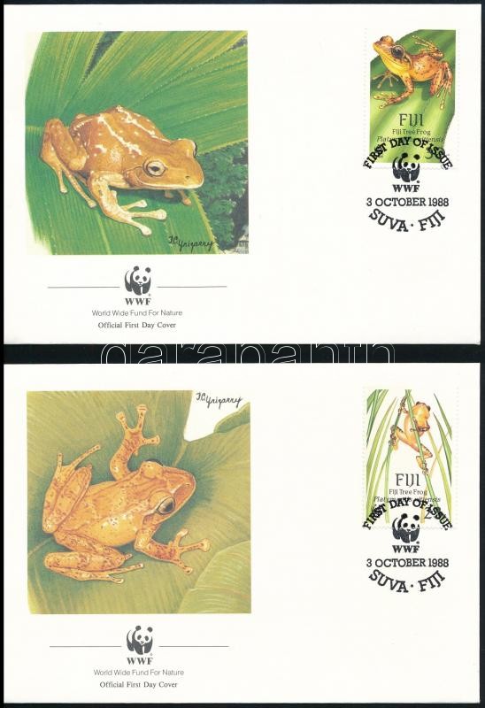 WWF Fiji tree frog set 4 FDC, WWF: Fidzsi-fa béka sor 4 db FDC-n