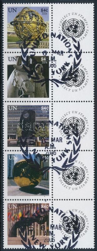 Üdvözlőbélyeg sor szelvényes 5-ös csíkban, Greeting stamp set in coupon stripe of 5