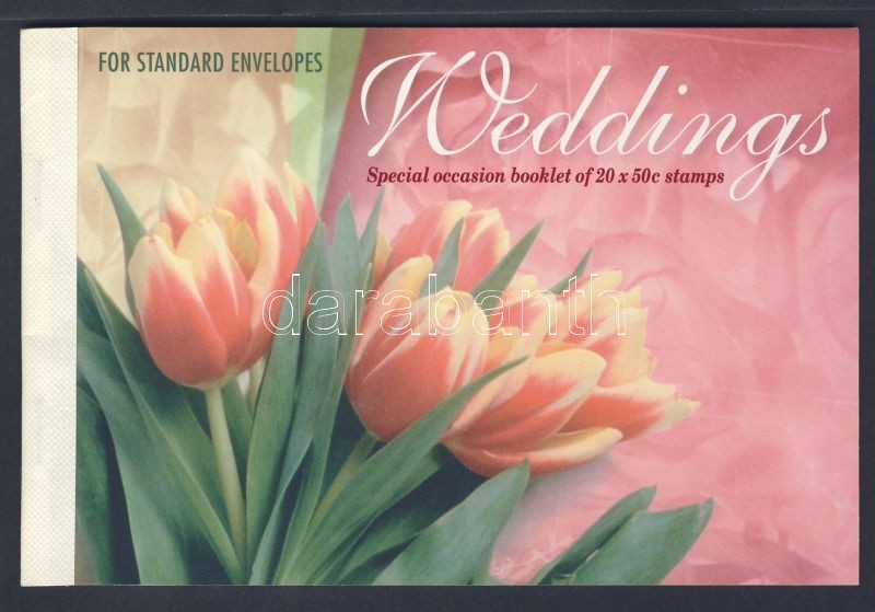 Greeting stamps: Wedding, flower bucket stamp-booklet, Üdvözlőbélyegek: Esküvő, virágcsokor bélyegfüzet