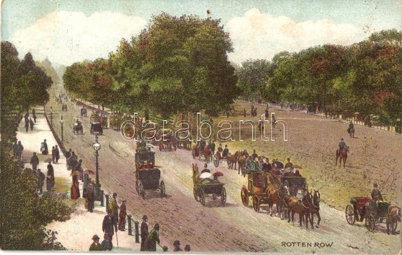 London, Rotten Row, horse carriages (pinhole)