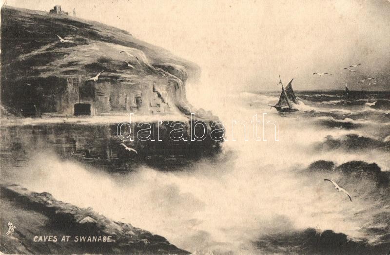 Swanage, Caves at Swanage, Rough Sea