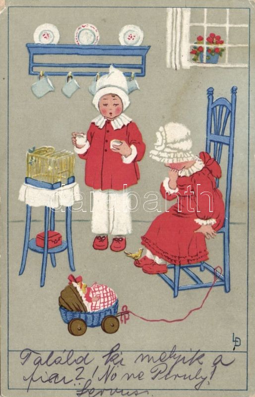 Children couple, Meissner & Buch Künstler-Postkarten Serie 2300. litho s: L.D., Gyerek pár, Meissner & Buch Künstler-Postkarten Serie 2300. litho s: L.D.