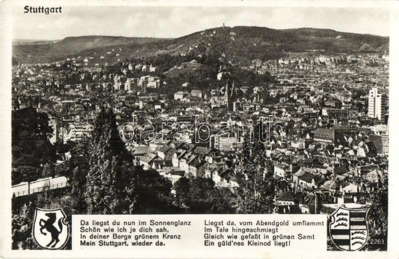 Stuttgart, general view, coat of arms, Verlag Hans Boettcher