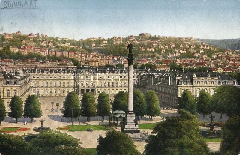 Stuttgart, Neues Schloss mit Schlossplatz / castle, square (kopott sarkak / worn corners)