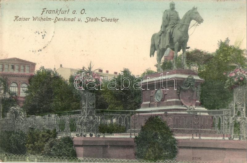 Frankfurt am Oder, Kaiser Wilhelm Denkmal, Stadt Teater / statue, theatre