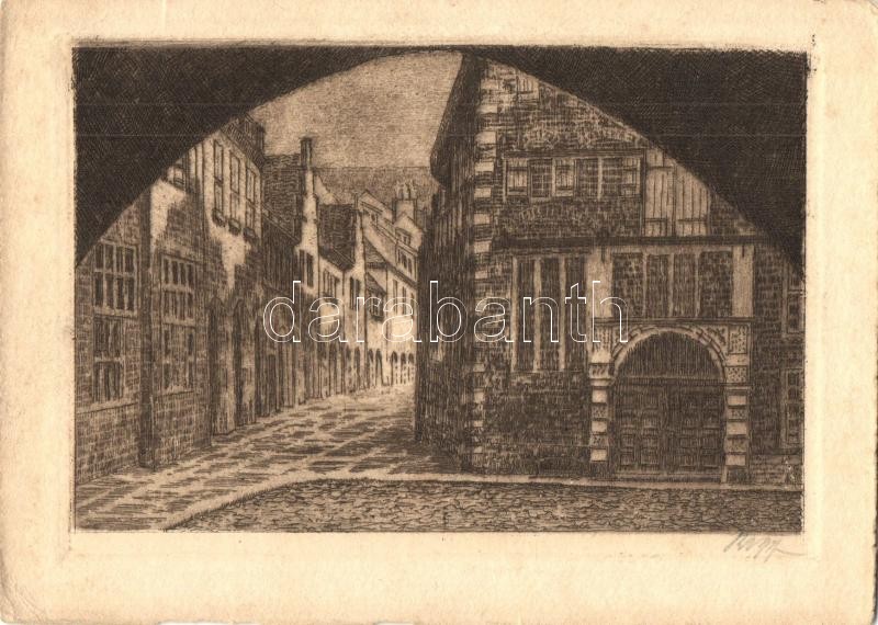 Bremen, "In der Böttcherstrasse" art postcard, s: E: Rogge