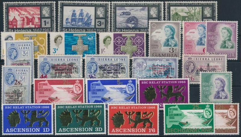 Erzsébet királynő motívum 49 klf forgalmi bélyeg 2 stecklapon, Queen Elisabeth 49 stamps