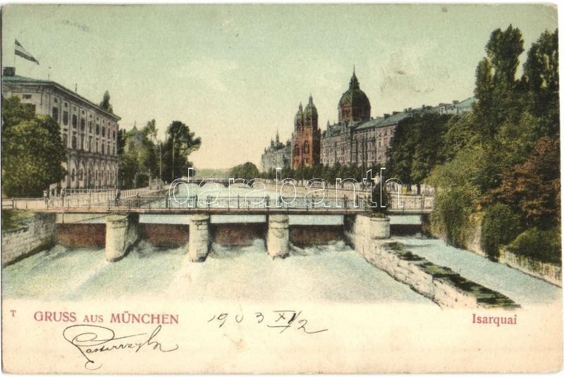 München, Munich; Isarquai / river, bridge