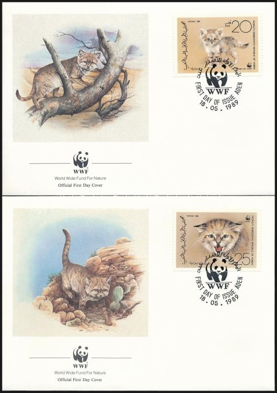 WWF Homoki macska és sivatagi róka sor 4 db FDC-n, WWF Sand cat and Desert Fox set 4 FDC