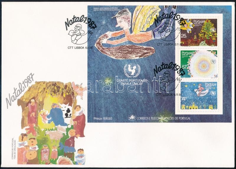 Christmas: Children's Drawings block FDC, Karácsony: Gyermekrajzok blokk FDC-n