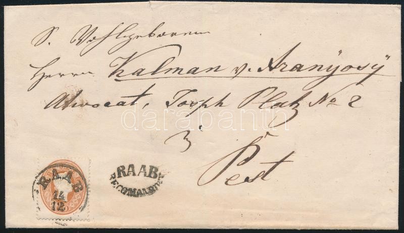 ~1861 10kr + ripped 10kr on the backside on registered cover, with rare 