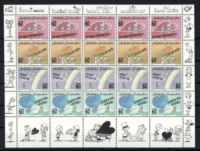 Grußmarken Kleinbogen, Üdvözlőbélyegek kisív, Welcome stamps mini sheet