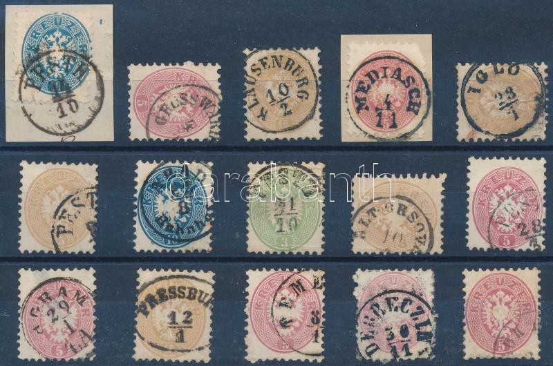 15 stamps with nice cancellations, 15 db bélyeg szép, olvasható bélyegzésekkel