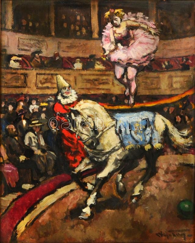 Pólya Tibor (1886-1937): Cirkuszi mutatvány. Olaj, karton, jelzett, |  Darabanth Auctions Co., Ltd.