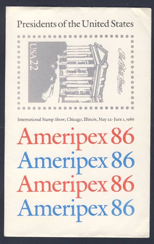 AMERIPEX '86 stamp exhibition block set, AMERIPEX '86 bélyegkiállítás, elnökök blokksor