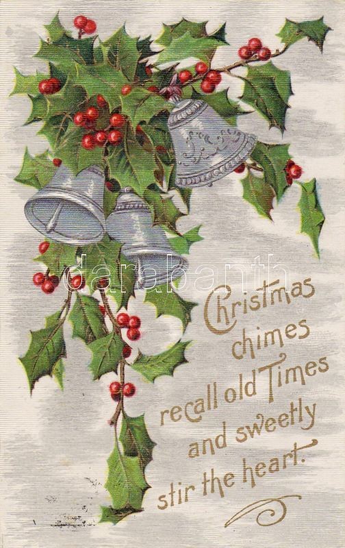 Karácsony magyal harangokkal, Christmas holly with bells