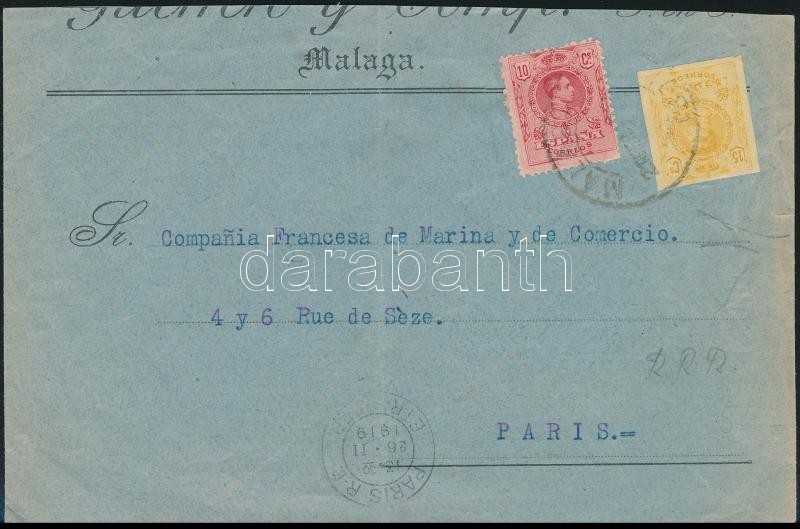 Imperforate 15c stamp on cover to Paris, Vágott 15c bélyeg levélen Párizsba
