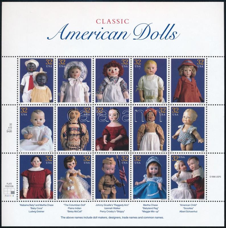 Játékbabák kisív, Dolls minisheet