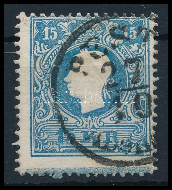 15kr II blue, with St. Andrews cross part 