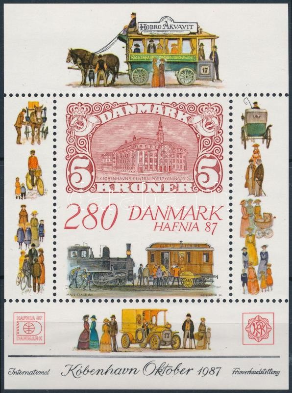 Nemzetközi bélyegkiállítás HAFNIA '87 Koppenhága blokk, International stamp exhibition HAFNIA '87 Copenhagen block