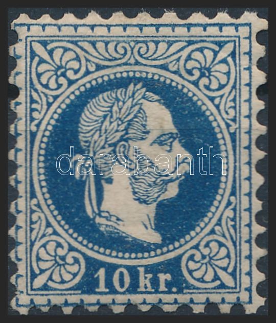 10kr pici falcnyommal, gumitörés, 10kr with small hinge remainder, gum crease