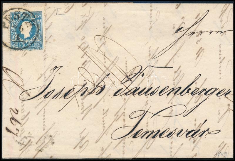 1858 15kr I levélen 