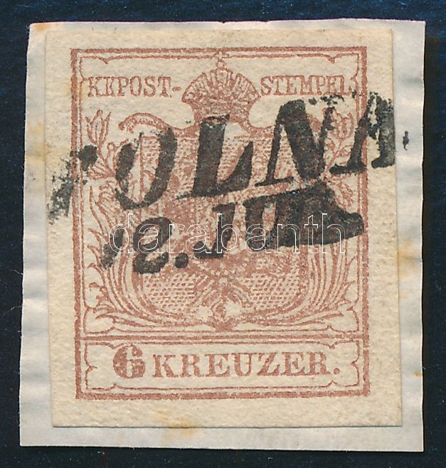 1850 6kr HP III redish brown, with plate flaw, 1850 6kr HP III vörösesbarna lemezhibás bélyeg "TOLNA" Cerificate Babor