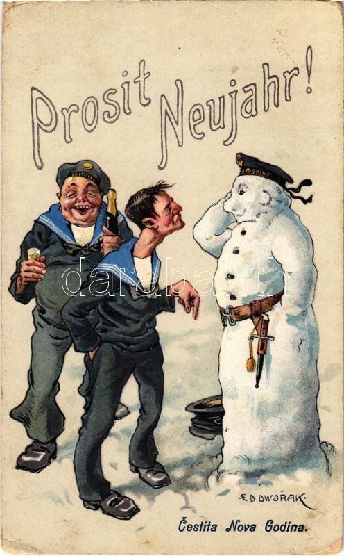 1914 Prosit Neujahr! / Cestita Nova Godina / K.u.K. Kriegsmarine ...