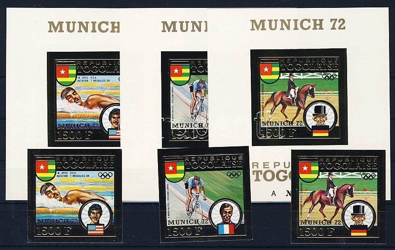 The Munich Olympics medalists imperforated golden foil issue, A Müncheni olimpia érmesei vágott aranyfóliás kiadás