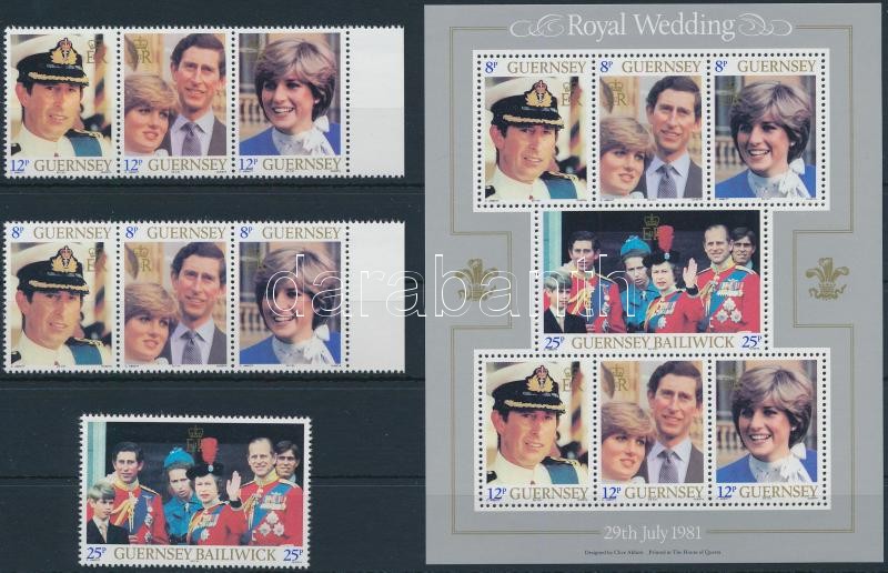 Prince Charles and Diana's wedding set + block, Diana és Károly herceg esküvője sor + blokk