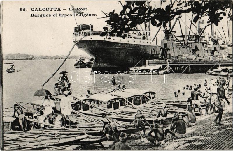 Kolkata, Calcutta; Le Port, Barques et types indigenes / harbour, steamship, boats