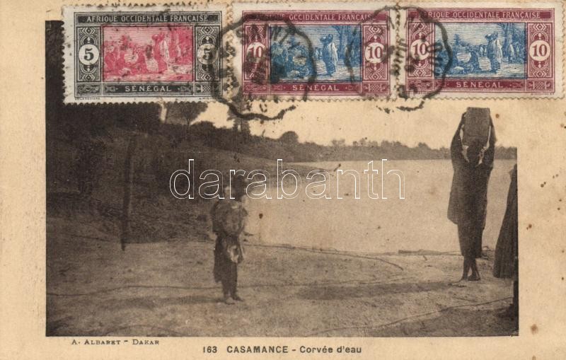 1920 Casamance, Corvée d'eau / river, water carrying. TCV card