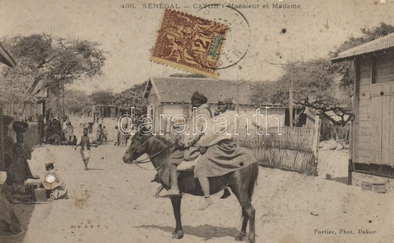 Cayor, Monsieur et Madame / man and woman on horseback, folklore