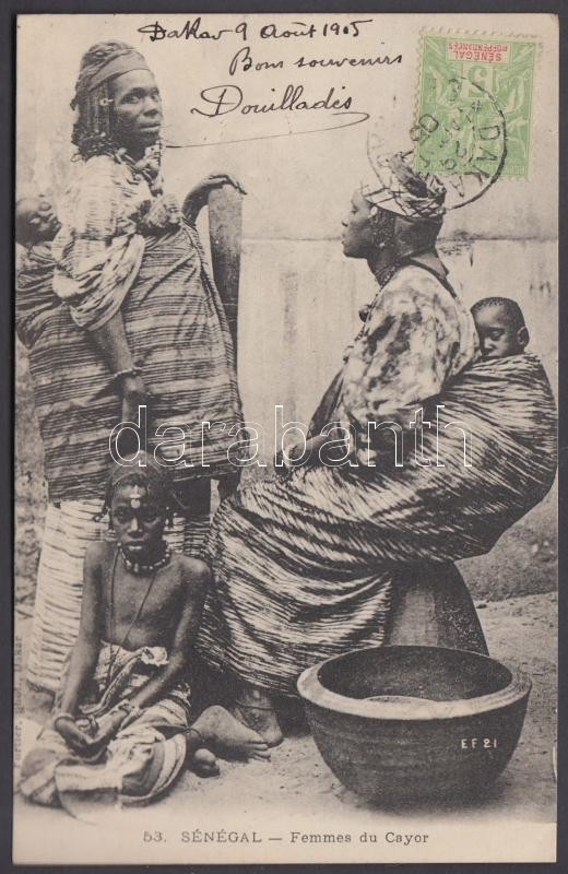 1905 Femmes du Cayor / women from Cayor, Senegalese folklore. TCV card, 1905 Szenegáli folklór. TCV card