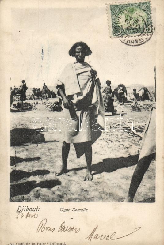 Djibouti, Szomáliai férfi. TCV card, Djibouti, Type Somalis / Somali man, folklore. TCV card