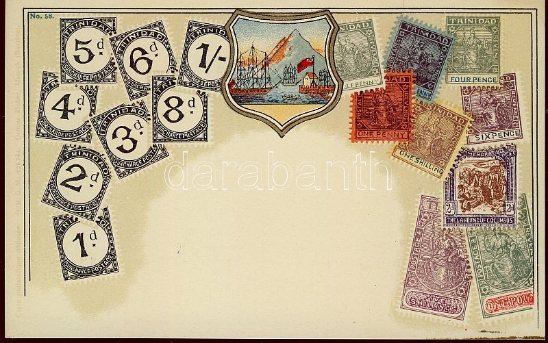 Stamps of Trinidad, golden decoration, litho, Trinidad bélyegjei, arany dekoráció, litho