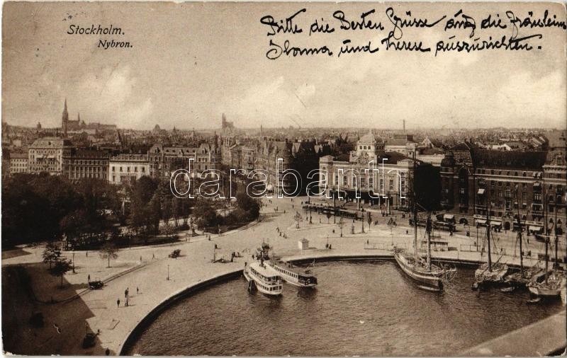 Stockholm, Nybron / general view, bridge, ships