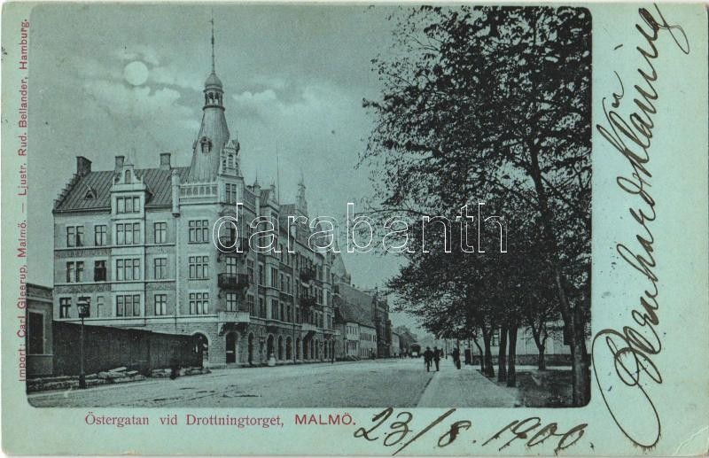 1900 Malmö, Östergatan vid Drottningtorget / street, square