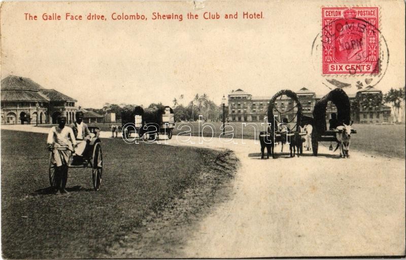 1907 Colombo, The Galle Face drive, Shewing the Club and Hotel. TCV card