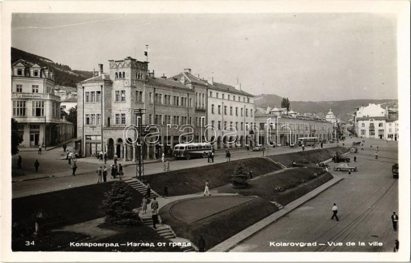 Shumen, Kolarovgrad; Vue de la ville / street, bus, automobiles