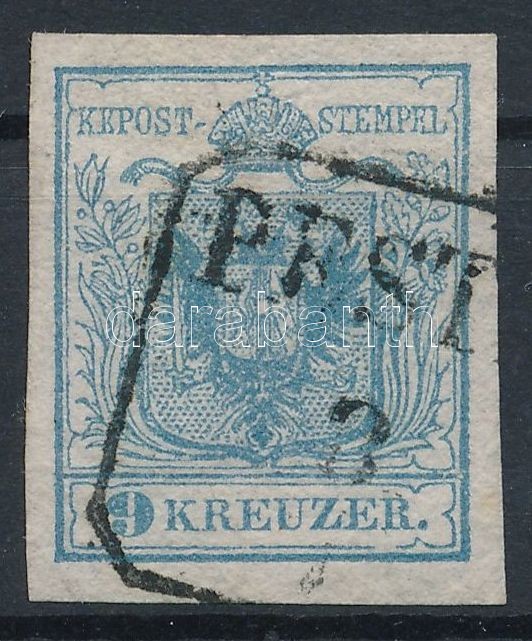 9kr HP I greyish blue, with plate flaw, Magistris 121 