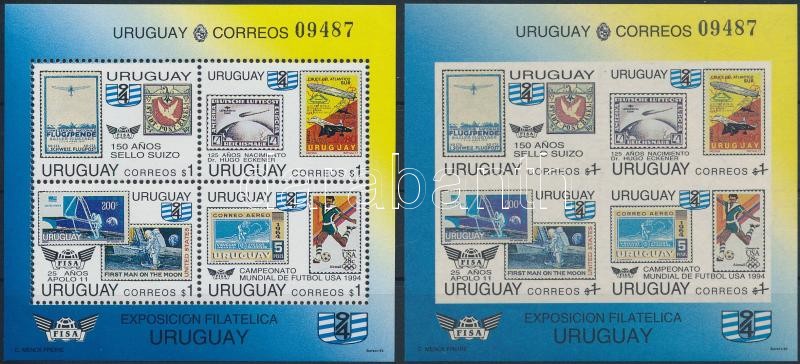 Stamp Exhibition  FISA 94 (I), Football World Cup 1994 block + imperforated block, Bélyegkiállítás FISA 94 (I), Labdarúgó-világkupa 1994 blokk + vágott blokk