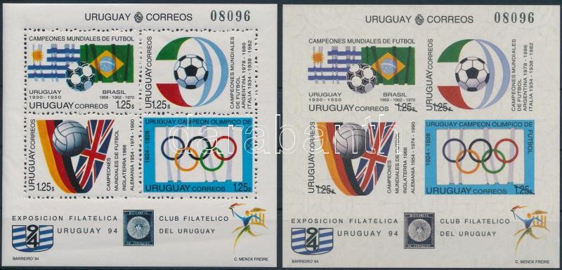 Stamp Exhibition  FISA 94 (III), Football World Cup 1994 block + imperforated block, Bélyegkiállítás FISA 94 (III), Labdarúgó-világkupa 1994 blokk + vágott blokk