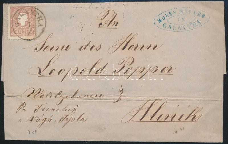~1859 10kr II on cover 