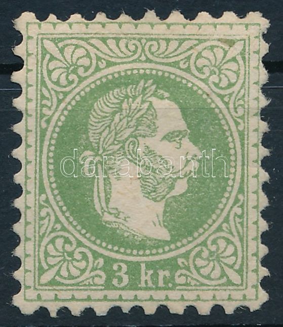 3kr yellowish green. Certificate: Steiner, 3kr sárgás zöld Certificate: Steiner