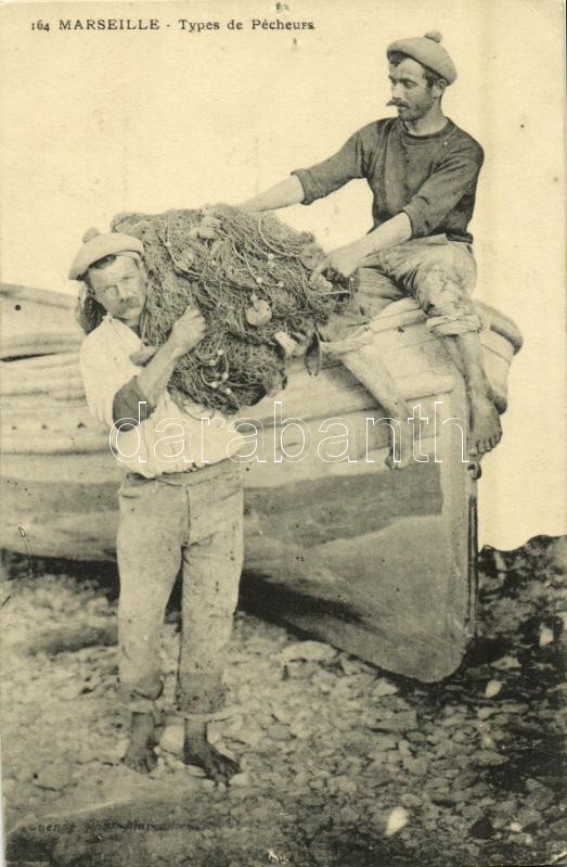 Marseille, Types de Pécheurs / fishermen, French folklore (tiny pinholes), Francia halászok. (apró lyukak)