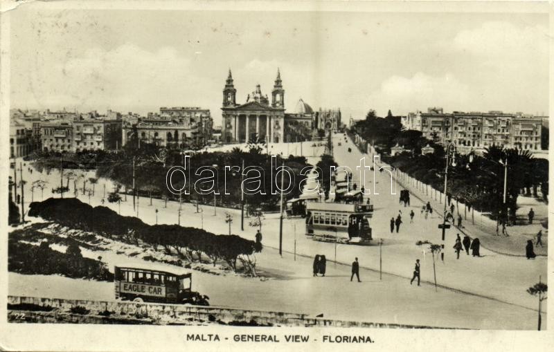 1931 Floriana (Malta), General View, Eagle Car, tram, automobiles