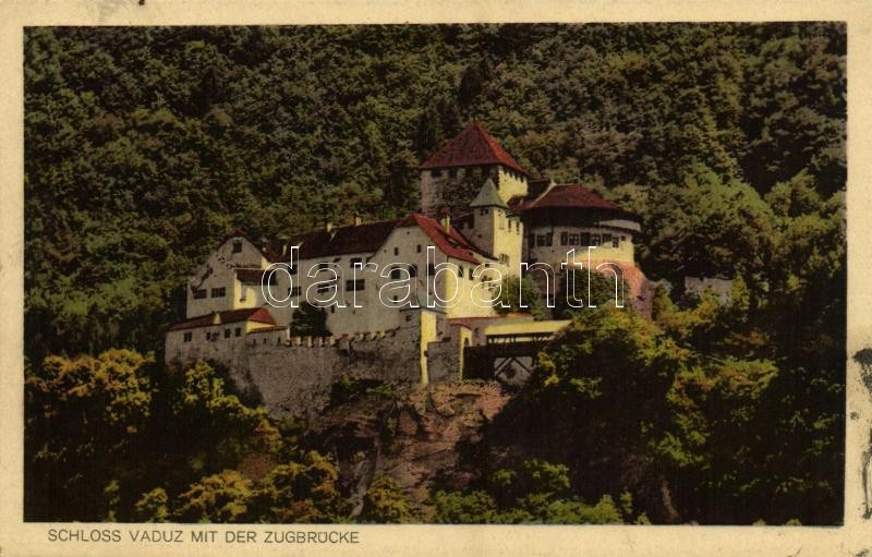 1929 Vaduz, Vadoz; Schloss Vaduz mit der Zugbrücke / castle, drawbridge