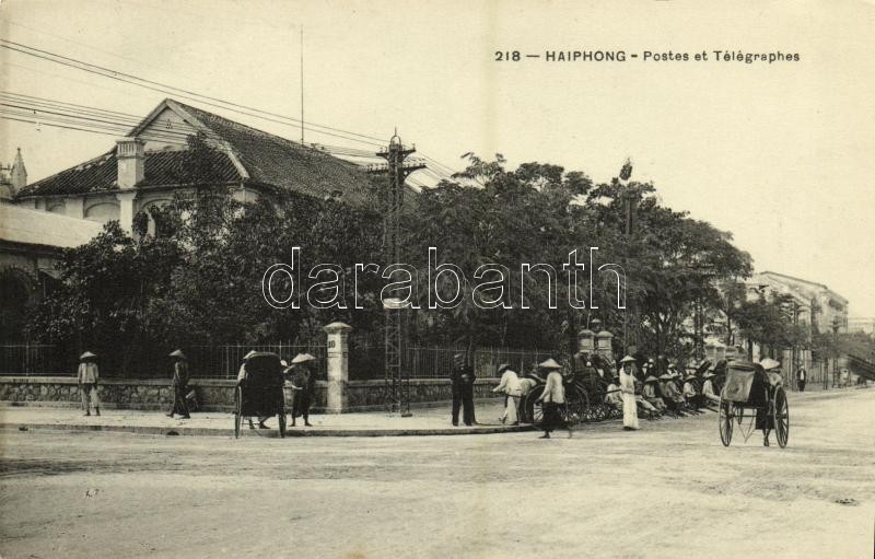 Haiphong, Postes et Télégraphes / post office, telegraph, rickshaws