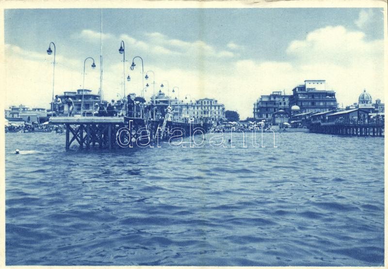 Ostia, Lido di Roma; Panorama e Pontile / pier, beach (15 cm x 10,4 cm)